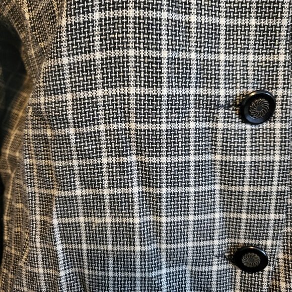 Lucia Vintage Women’s SZ 14 Black & White Plaid Button Down Blazer Shoulder Pads - Picture 4 of 8